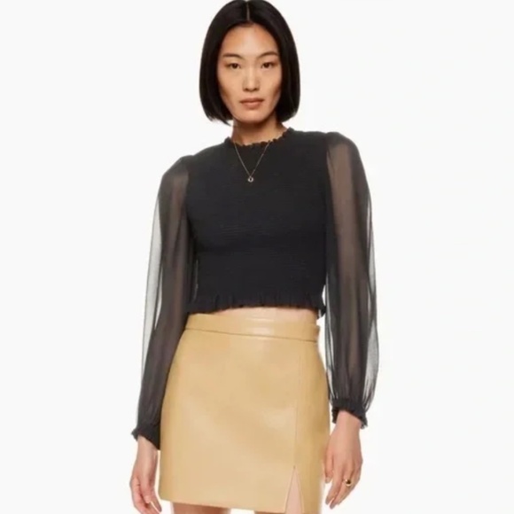 Aritzia Wilfred Tempest Blouse Black Chiffon size XXS - Picture 3 of 6